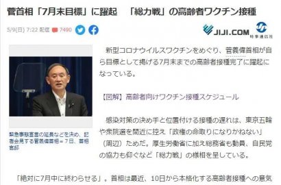 日本首相菅義偉宣布：“絕對要在七月內結束”