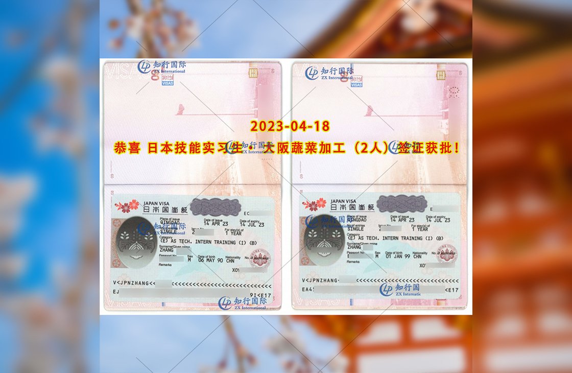 2023/4/18 恭喜【日本技能實習生】蔬菜加工 張、張先生 簽證獲批